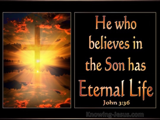 John 3:36 "He who believes in the Son has eternal life; but he who does