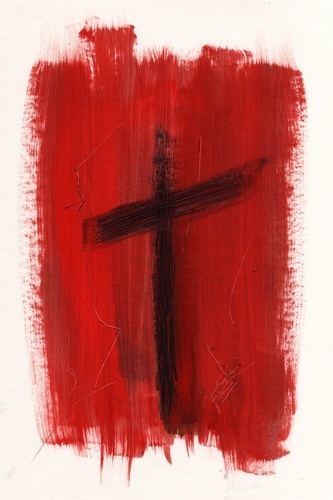 cross in red painting